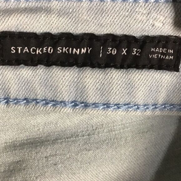 PacSun Men’s 30x32 Light Blue Skinny Jeans – Distressed Raw Hem, Active Stretch - Picture 5 of 11